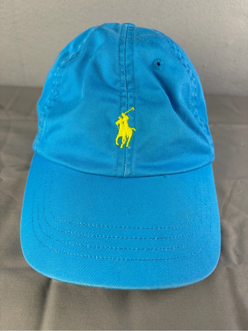 Polo by Ralph Lauren Blue Cotton Cap with Yellow Pony Logo